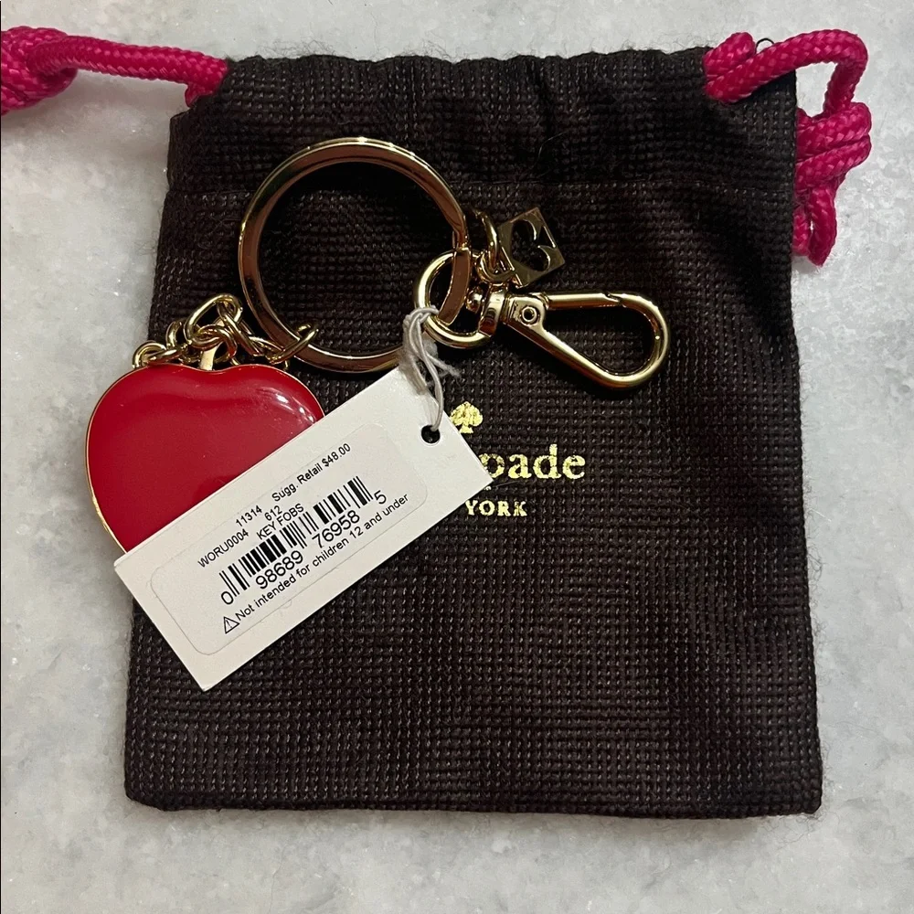 KATE SPADE Vintage Red Enamel Apple Keychain Bag Charm